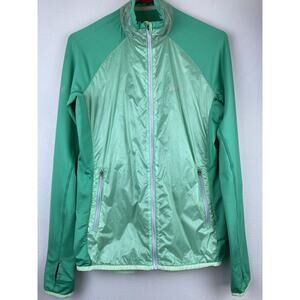 Wms Marmot Sz M Seafoam Green Nylon Sections Pockets Full Zip LS Jacket